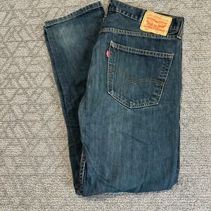 Levi Strauss 521 Mens Jeans Blue Dark Wash Straight Leg Denim Pants Size 36 x 32
